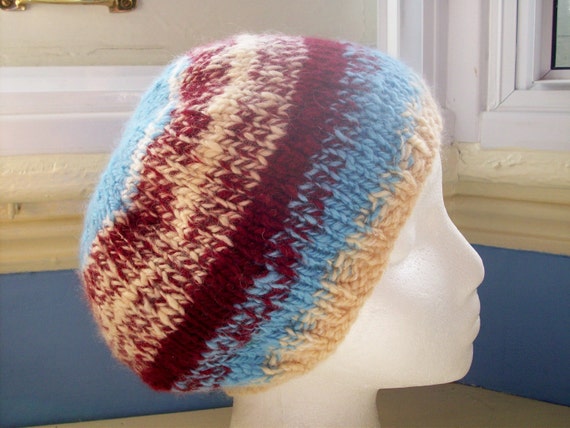 Classic handspun knit unisex Merino beanie hat by SpinningStreak