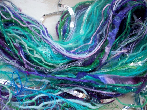 Fiber thread pack purple turquoise green  by SpinningStreak