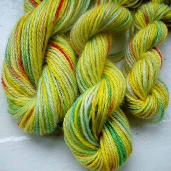 Hand painted Alpaca yarn  Daffodil yellow by SpinningStreak