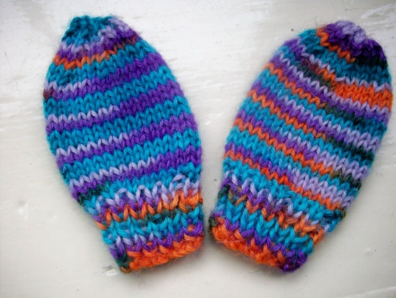 Baby mittens alpaca fun knit blue boy girl by SpinningStreak