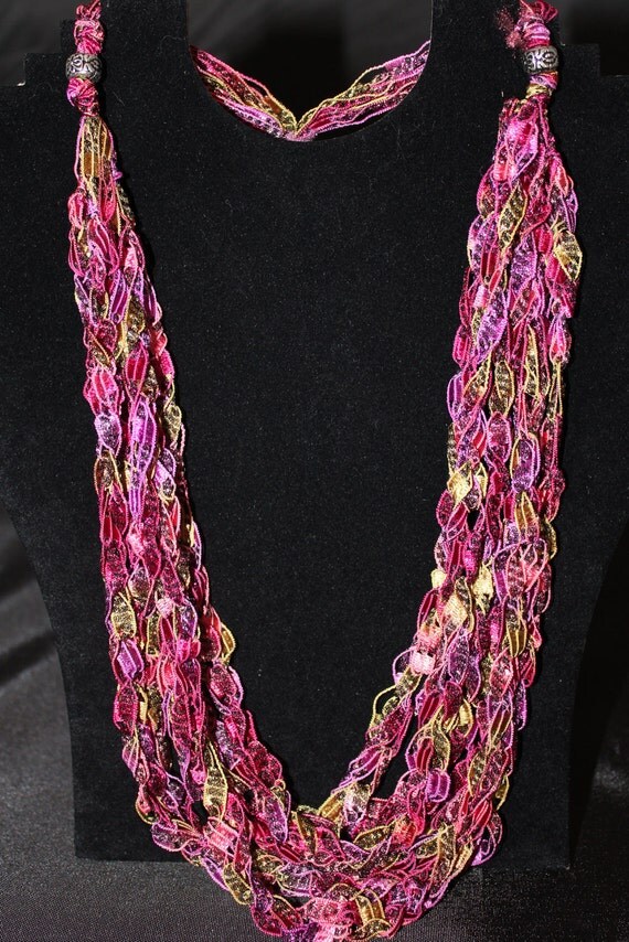 PATTERN for Crocheted Yarn Adjustable Necklace Ladder Yarn