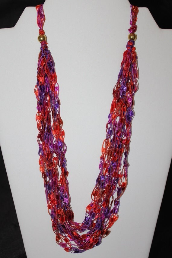 PATTERN for Crocheted Yarn Adjustable Necklace Ladder Yarn