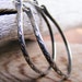 Silver Hoop Earrings, Stirrup Style Sterling Silver Patterned Oxidized Hoops,1.5 inches wide Medium to Large Hoops