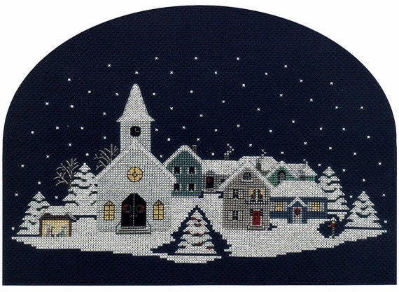 Christmas Eve Village Counted Cross Stitch Pattern