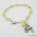 Rosary Bracelet Virgin of Carmel with Sacred Heart of Jesus in Yellow Czech Glass