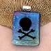 Skull Dichroic Pendant, Fused Glass Jewelry, Etched Skull and Crossbones, Halloween Jewelry