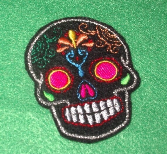 Mini Mexican Sugar Skull embroidery patch