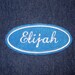 Oval Name Patch -blue with white embroidery