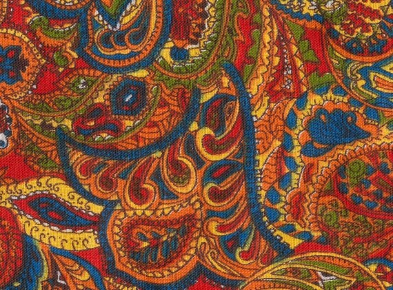 Vintage 70s Paisley Psychedelic Cotton Fabric