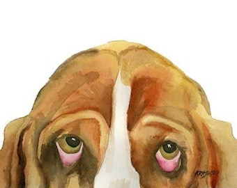 Basset Hound Art Print of Original Watercolor Painting - 8x10 Dog Art