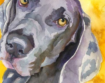 Weimaraner Art Print of Original Watercolor Painting - 8x10