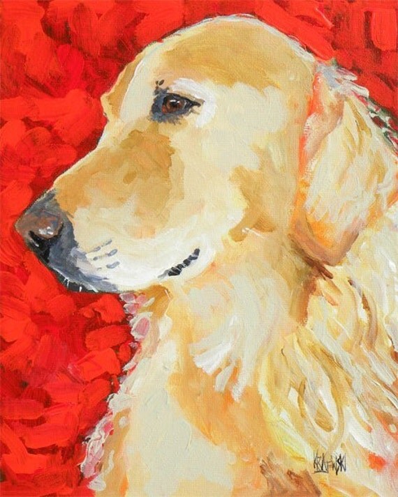 Golden Retriever Art Print of Original Acrylic Painting 11x14