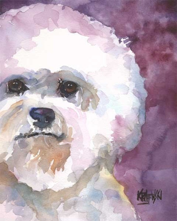 Bichon Frise Art Print of Original Watercolor Painting 11x14