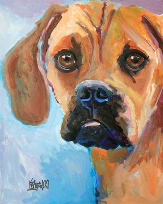 Puggle Art Print of Original Acrylic Painting - 8x10 Dog Art