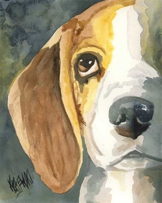 Beagle Art Print of Original Watercolor Painting 11x14 Dog