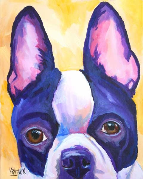Boston Terrier Art Print of Original Acrylic Painting 8x10