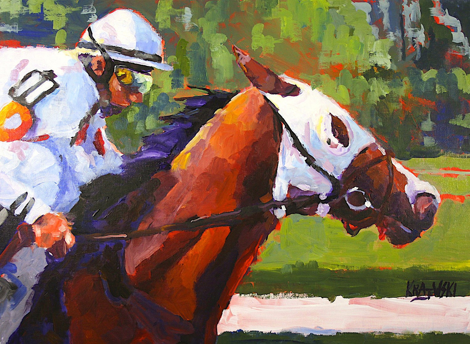 Thoroughbred Racehorse Original Acrylic Painting by dogartstudio