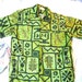 Barefoot In Paradise Hawaiian Shirt Cotton Sateen TIKI guy Green and Lime Fun sz Medium