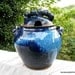 Hand Thrown Pottery Jar Soup Tureen Giant Honey Jar Herbs Jar Cobalt Blue and LARGE 60s 70s Lava Drip Glaze HIPPIESQUE