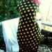 Vintage Black Yellow Polka Dot fabric medium weight Cotton Broadcloth almost 3 yards 2-3 inches Shy unwashed off the bolt