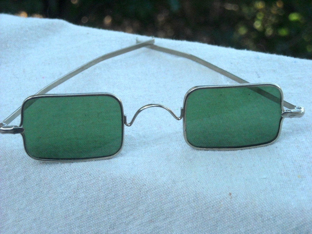 60s Hippie Sunglasses Rectangle Glass Lens Granny Glasses Old 