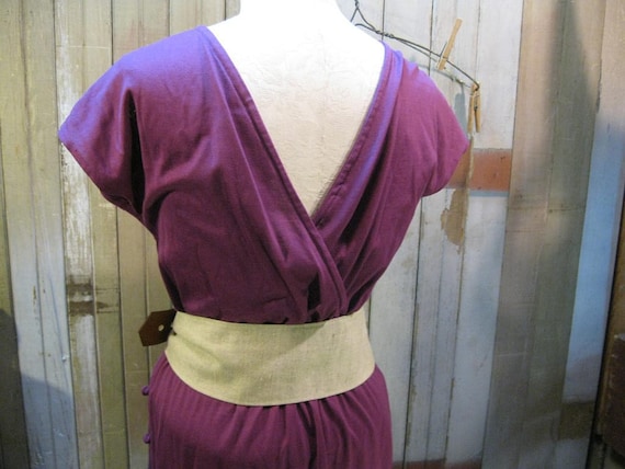 Purple dress Vintage 1970s boho  faux wrap sleeveless Small Medium