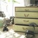 Wood Box Drawers Vintage Primitive handmade painted with shoelace handles
