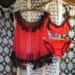 Red panties bra and bikini Vintage Babydoll Nightie Red Hot Black lace