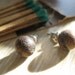 Round Wood vintage Earrings Simple rustic wood balls