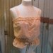 Peach Eyelet lace blouse vintage peplum sleeveless top M