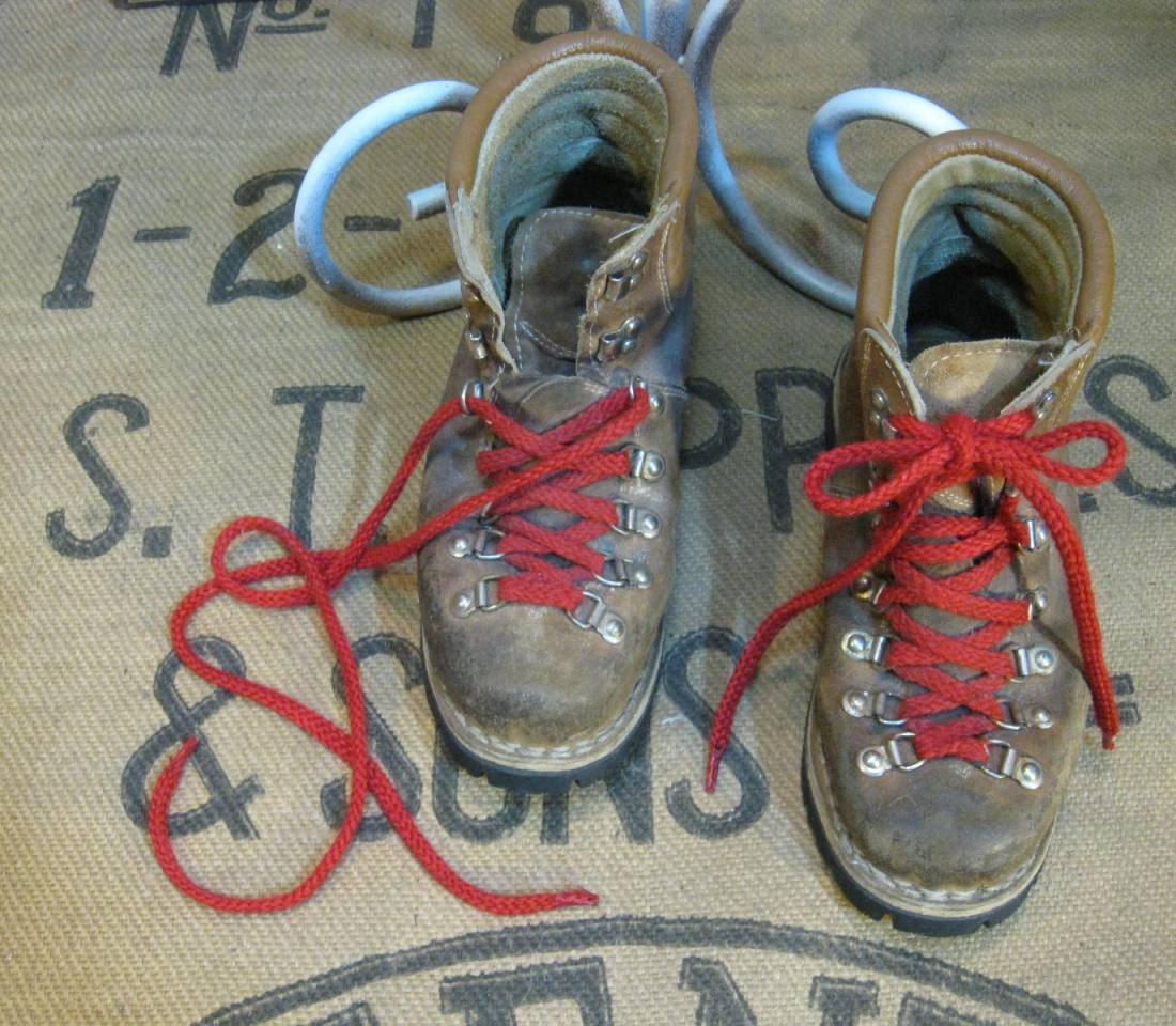 vintage hiking boots red laces