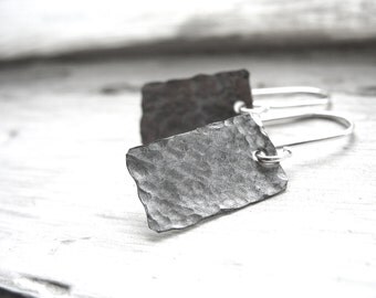 Silver Earrings, Handmade Artisan Metalwork Hammered Silver Earrings, Dangle Earrings, Silver Jewelry, Dangle Drop Silver Earrings