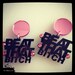 Black & Pink mirror ''beat that bitch'' stud with pink swarovski crystals