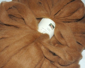 Alpaca Fiber Roving Batt Yarn for Spinning and Felting in a luscious dark fawn brown from Mojito 4 oz.