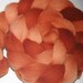 Wool Roving, Spinning Fiber, Felting, Doll Hair - Hand Dyed Wool. Merino Silk Wool Roving in Autumn shades of Rust 1.95 oz.