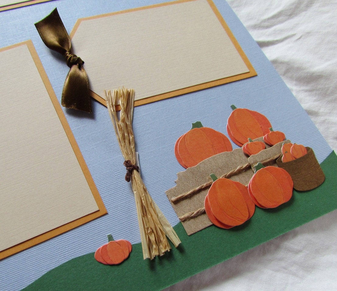 Premade 12x12 Scrapbook Pages PUMPKIN PATCH layout FaLL