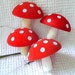 Vintage Jumbo Red and White Mushrooms- Set of 4