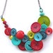 Teal Twist Vintage Button and Bead Necklace