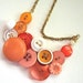 Pink Grapefruit Vintage Button Statement Necklace
