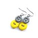 Yellow -and- Gray Upcycled Vintage Button Dangle Earrings - Fun Jewelry