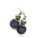 Jewel Tone Purple and Chartreuse Vintage Button Earrings