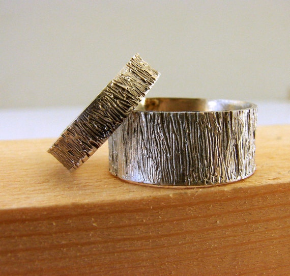 Rustic Tree Bark Mens Ring In Sterling Silver - Wedding ...