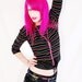 Dance On Glass rainbow stripe knit 3/4 sleeve glitter top