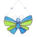 Butterfly Stained Glass blue green silver beaded