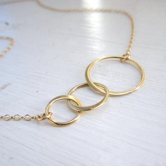 Gold necklace golden circles on gold filled by KGarnerDesigns