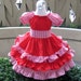 Custom Boutique Triple Ruffles White And Red Stripes Peasant Dress