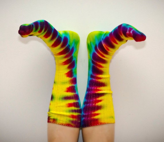 Tie Dye Adult Bamboo Rainbow Socks by dyeworx on Etsy