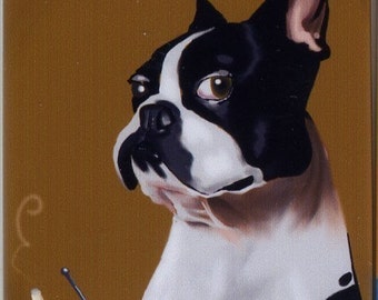 Boston Terrier at the Bar Having a Drink magnet