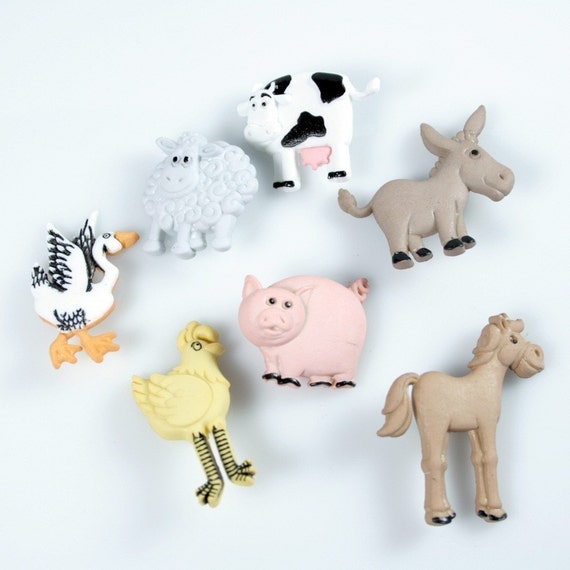 Assorted Farm Animals Novelty Buttons