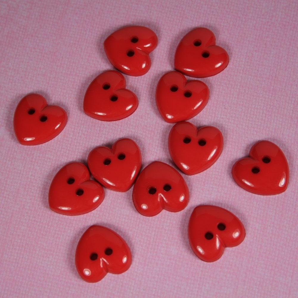 Bright Red Heart Buttons